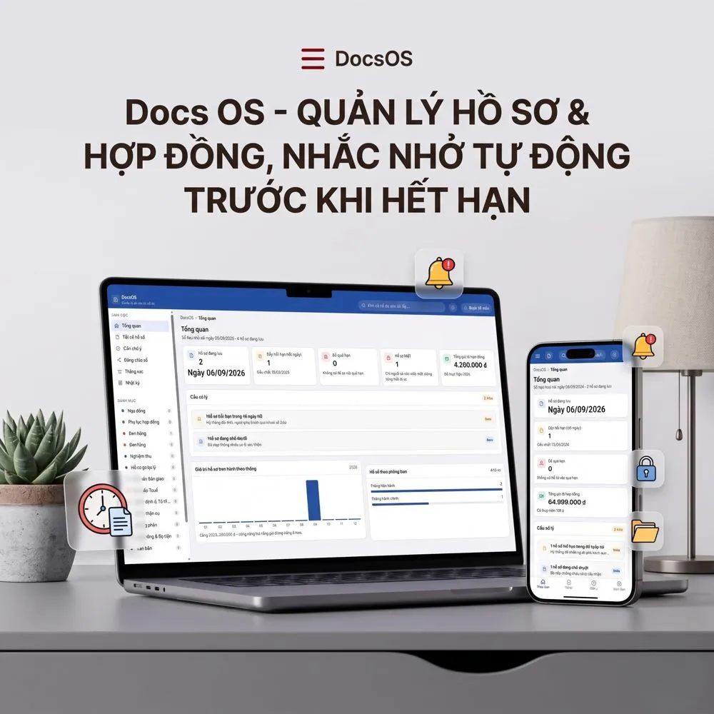 Giao diện DocsOS trên laptop và điện thoại
